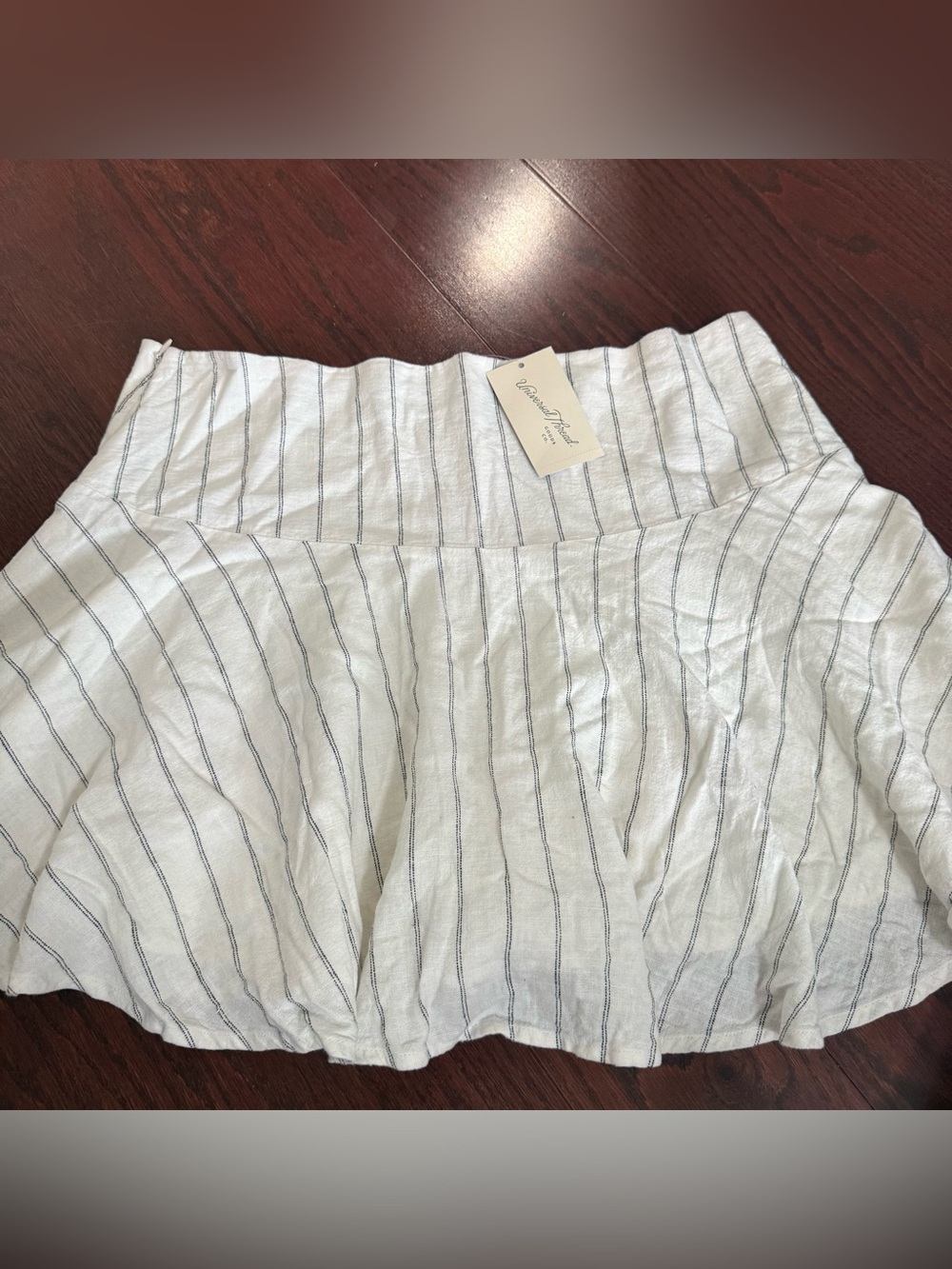 Universal Thread Lightweight White Stripe Cotton Blend Mini Skirt